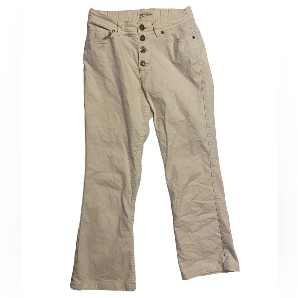 Toad&Co Earthworks Wm’s Sz 6 Khaki Button Fly Kick Flare Casual Pant